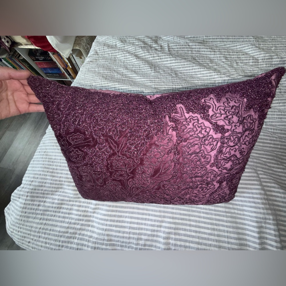 Elegant Burgundy Decorative Pillow - Picture 3 of 4
